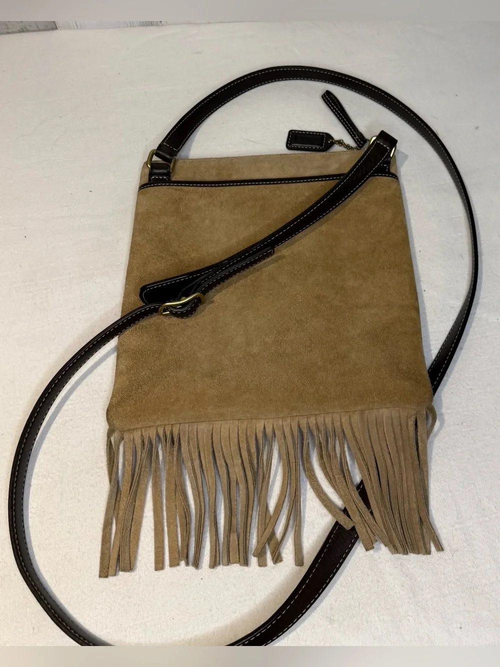 Coach Vintage Suede Fringe Crossbody Bag - Tan Early 2000’s Y2K